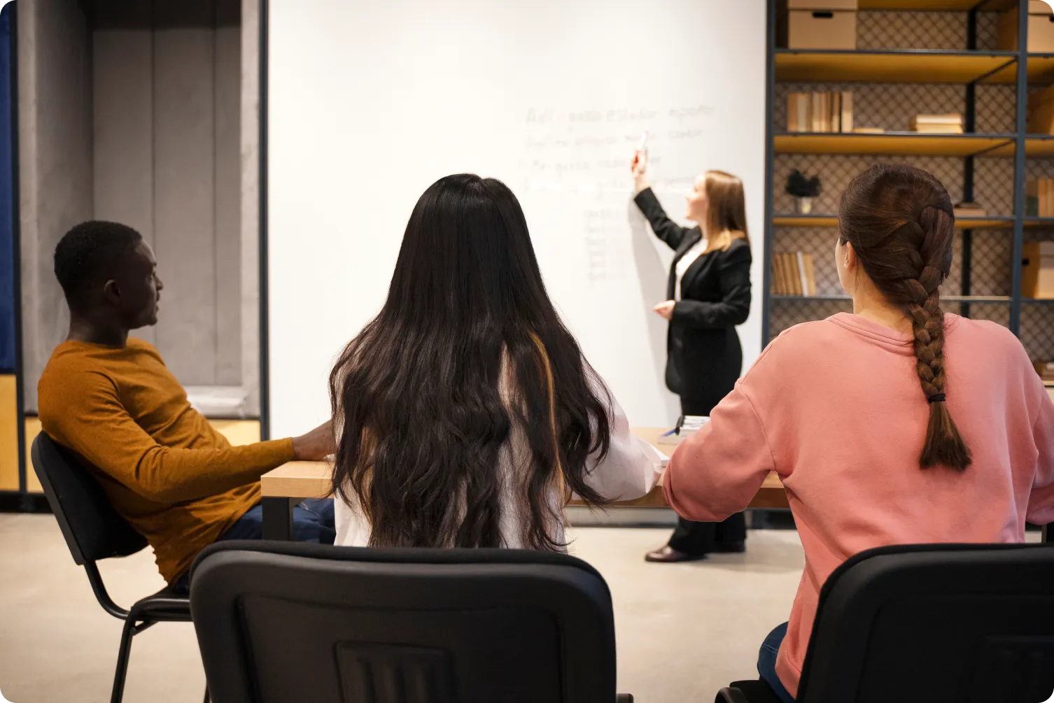 Trainer teaching at a whiteboard during a faculty development program day