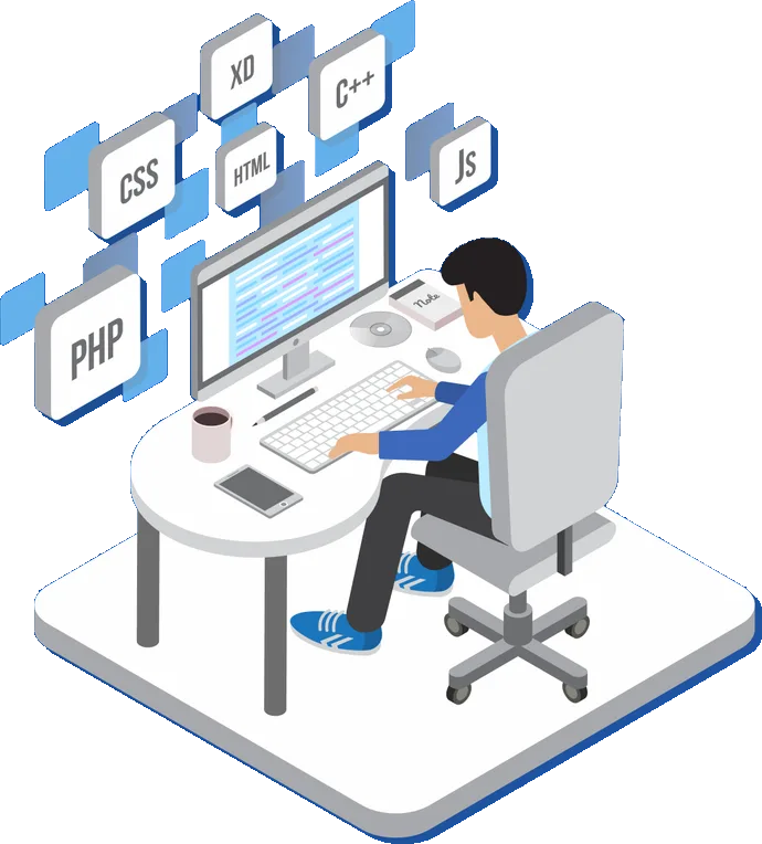 Student working across frontend, backend and database layers in the full stack development internship at Icanio Tech School