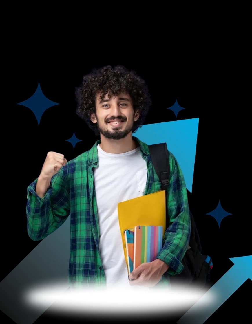 Student celebrating progress in the student development program